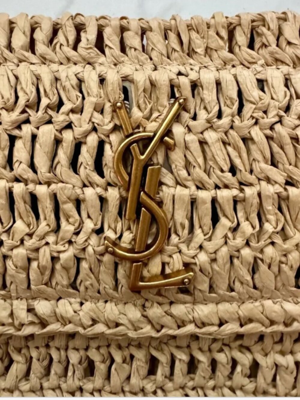 YSL Saint Laurent Beige Raffia mini bag with Gold Chain wristlet pouch - Picture 9 of 9